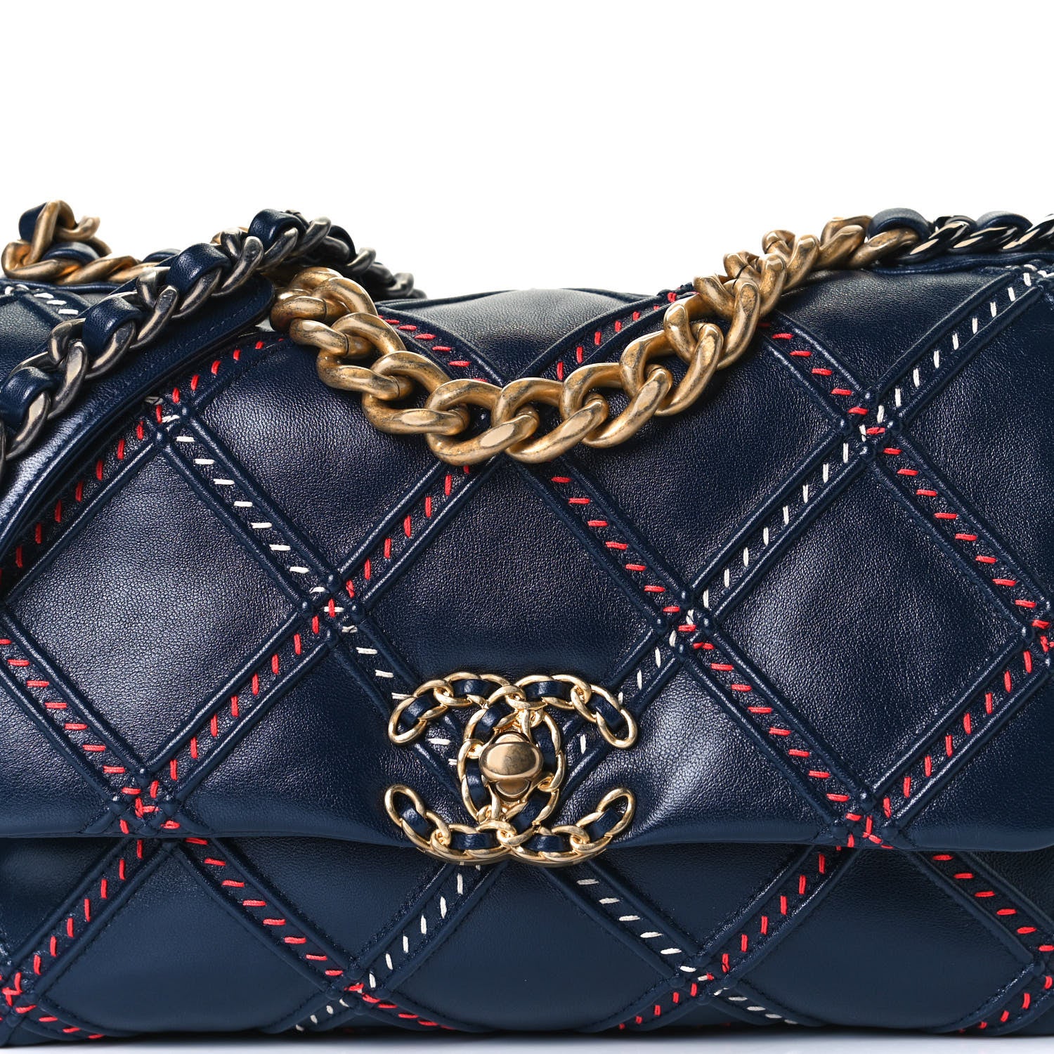 Chanel Lambskin Mixed Fibers Quilted Medium Chanel 19 Flap Blue 8 of 11