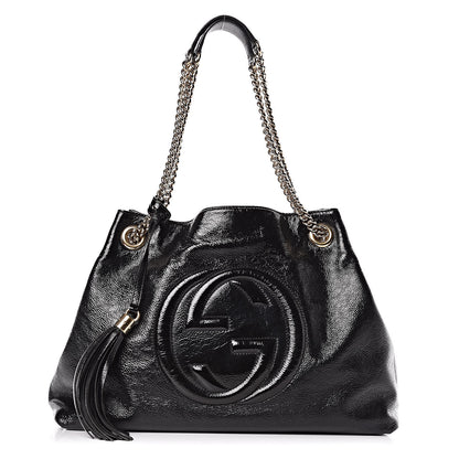 Gucci Patent Medium Soho Chain Shoulder Bag Black 1 of 10