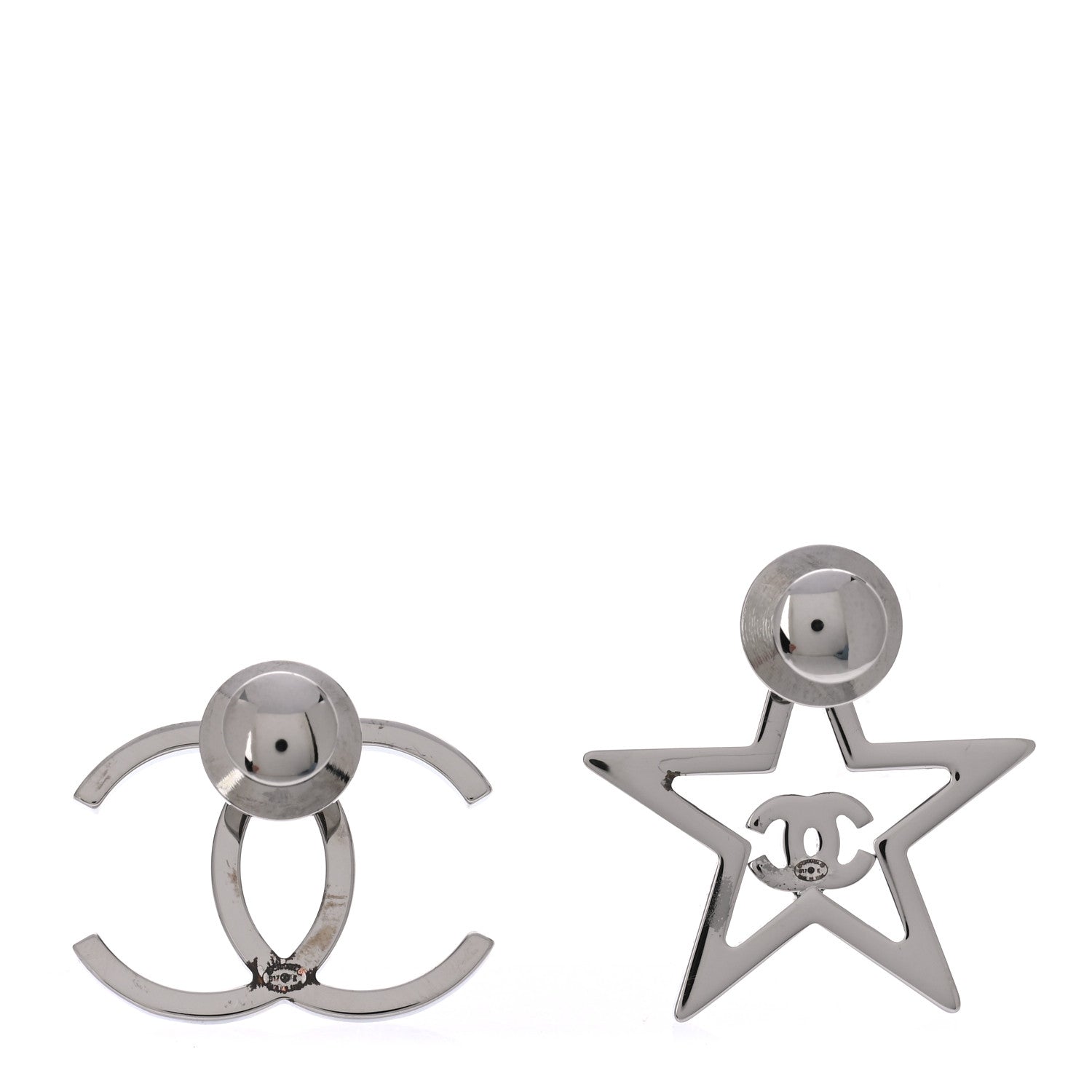 Chanel Crystal CC Star Pin Brooch Set Silver 3 of 5