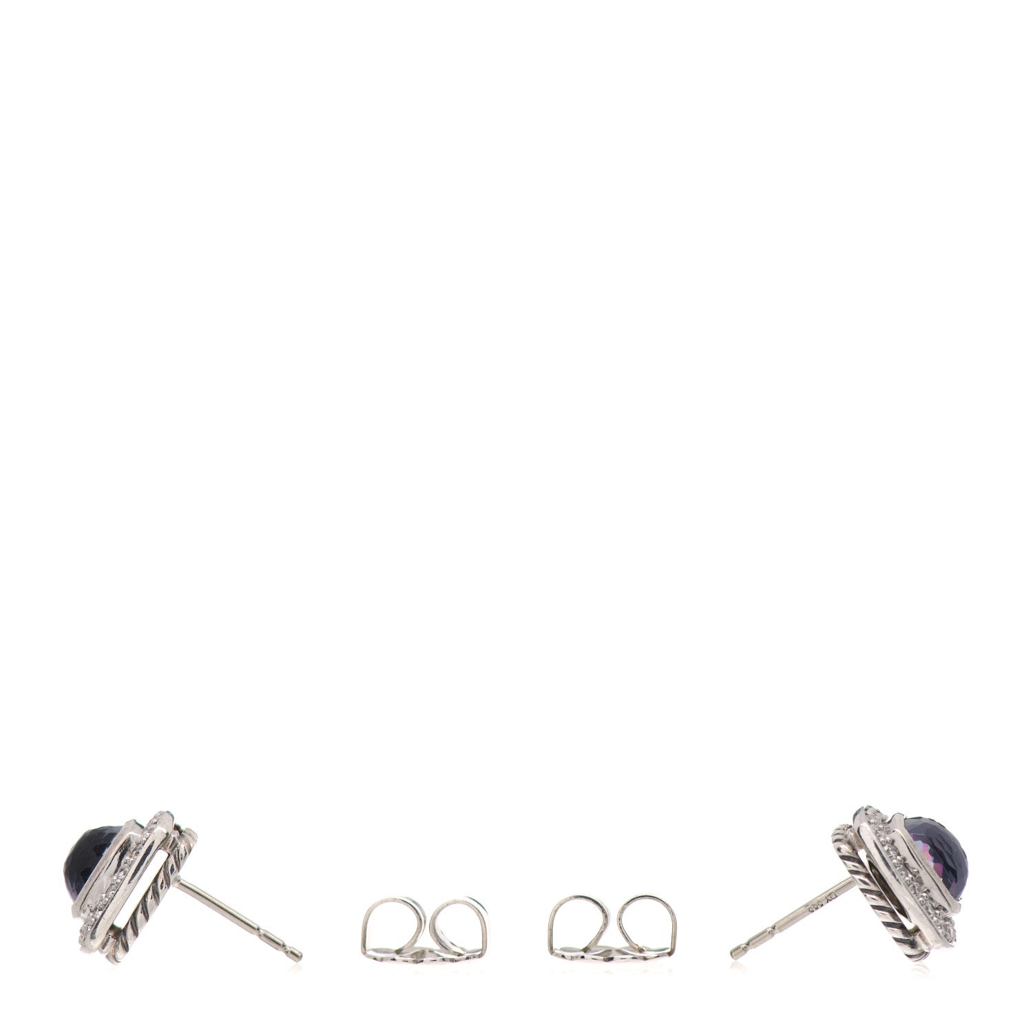 David Yurman Sterling Silver Diamond Black Orchid 7mm Petite Albion Earrings 3 of 5