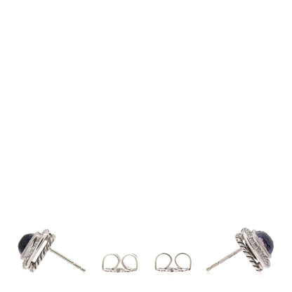 David Yurman Sterling Silver Diamond Black Orchid 7mm Petite Albion Earrings 3 of 5