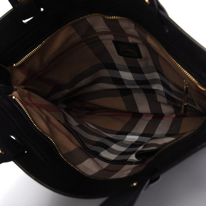 Burberry Canvas Calfskin Crest Embossed Flat Tote Black 5 of 9