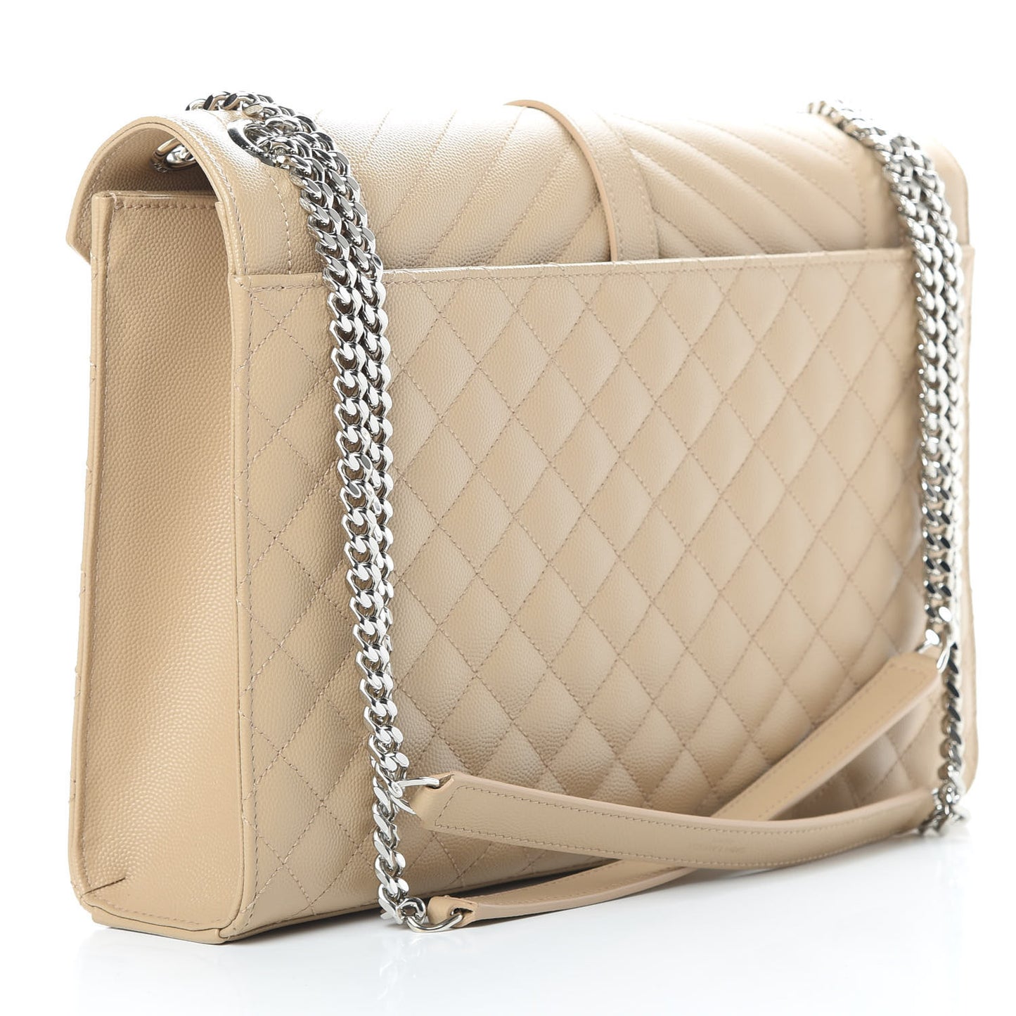 Grain De Poudre Mixed Matelasse Large Triquilt Monogram Satchel Nude Powder