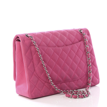 Chanel Iridescent Caviar Quilted Maxi Double Flap Hot Pink 2 of 9