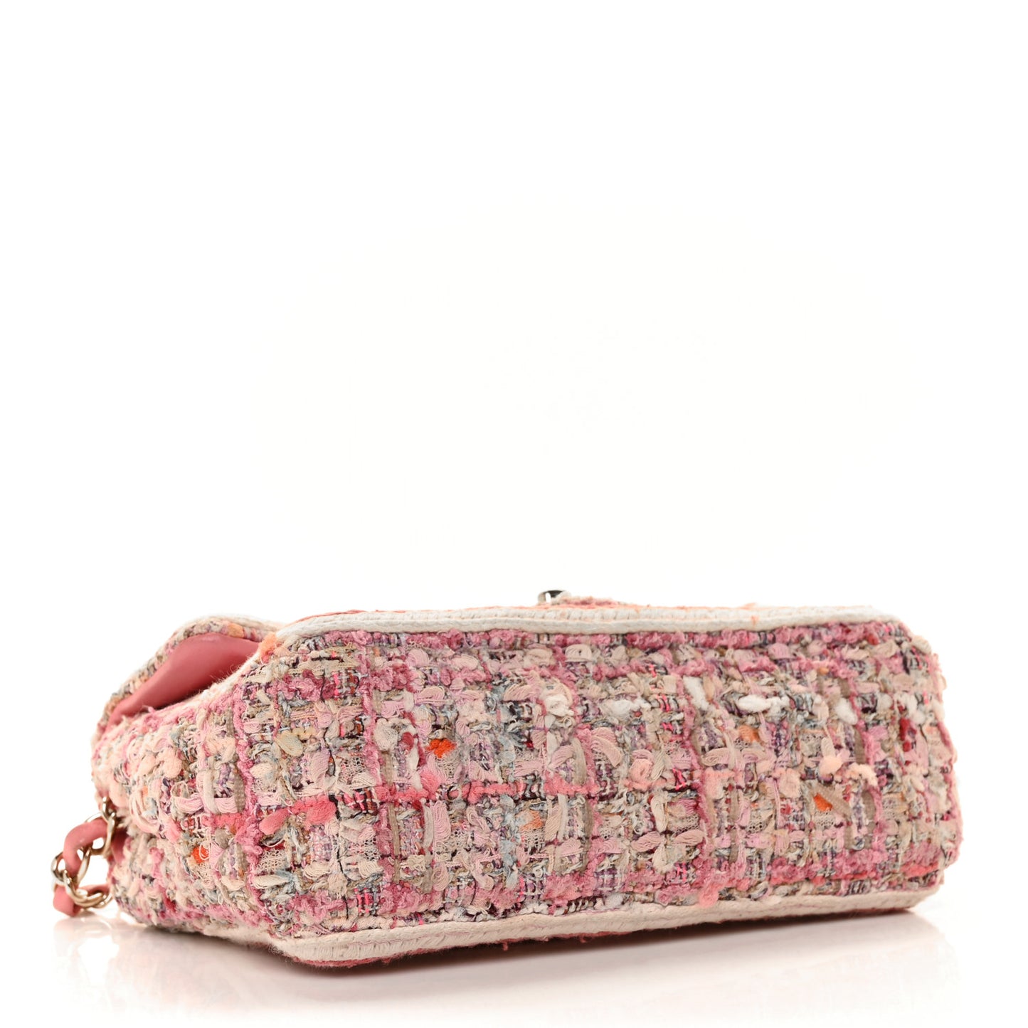 Tweed Braid Mini Flap White Pink