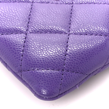 Chanel Caviar Quilted Zip Card Holder Wallet Purple 10 of 11