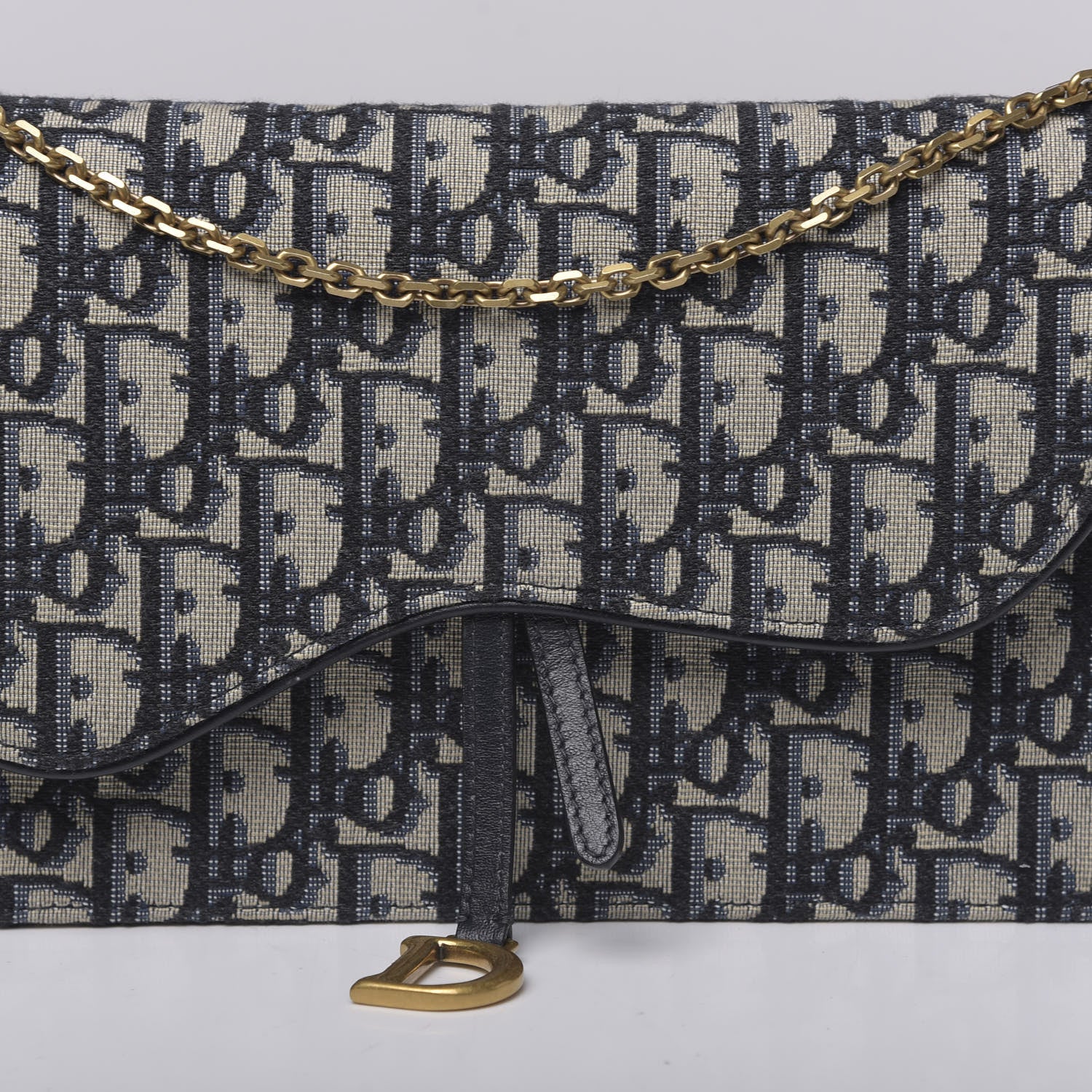 Christian Dior Oblique Saddle Chain Pouch Blue 9 of 9