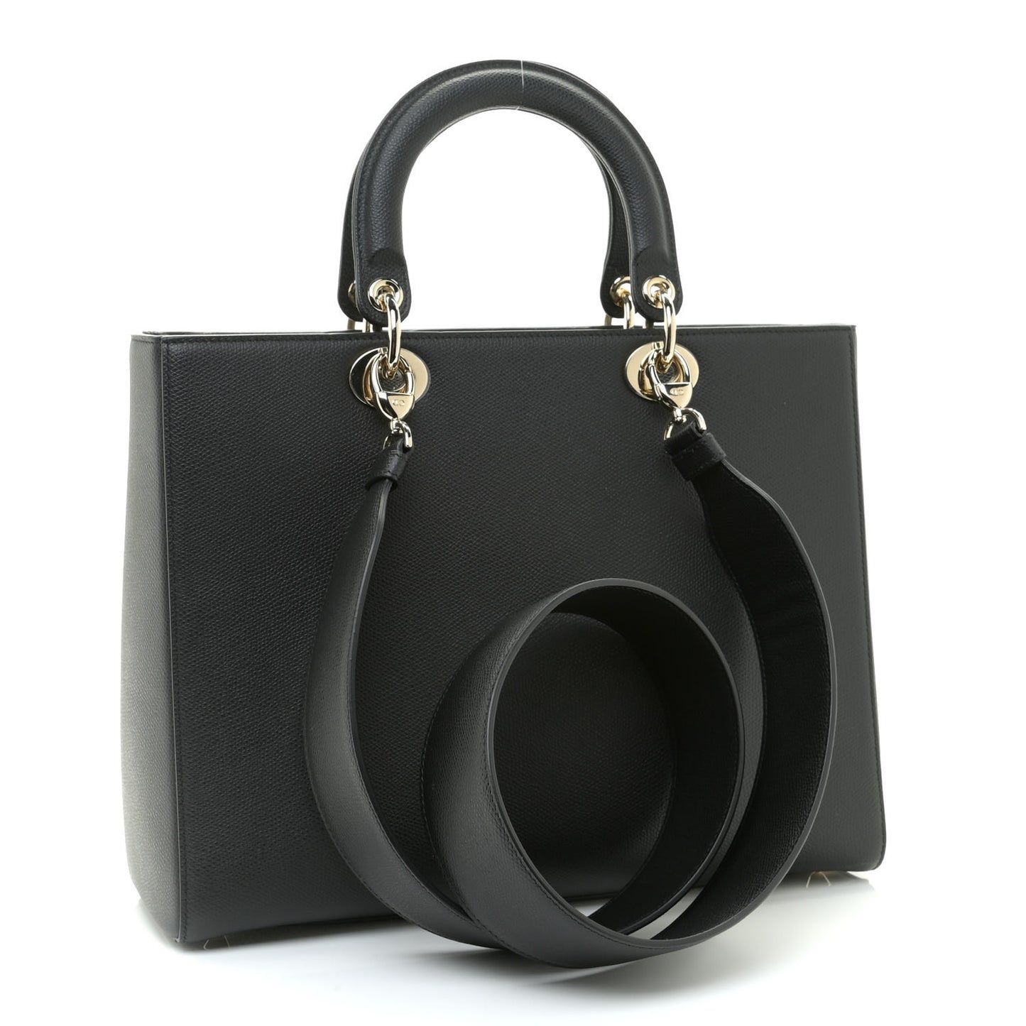 Grained Calfskin Large Lady Dior Black