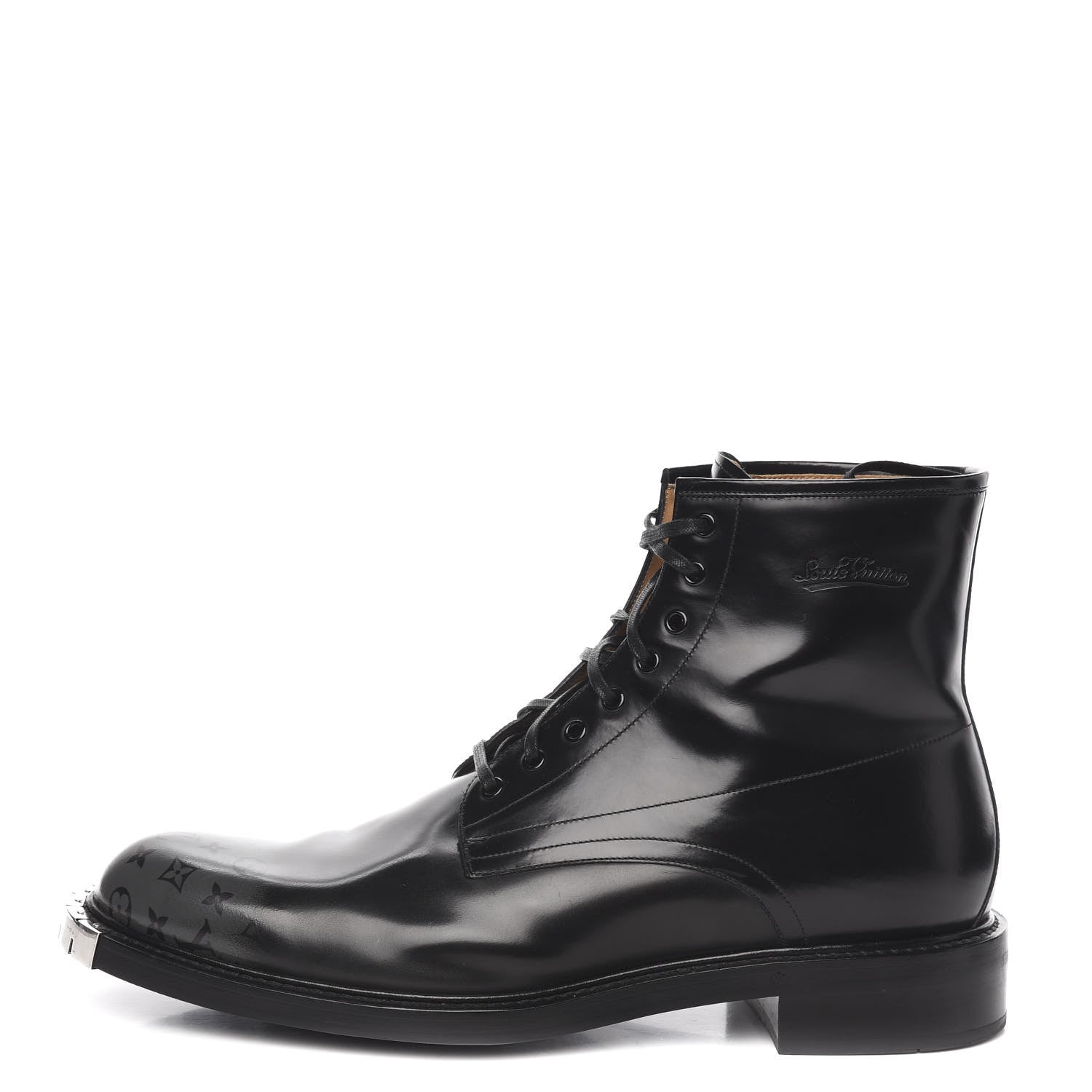 Louis Vuitton Calfskin Monogram Mens Ankle Boots 10.5 Black 1 of 11