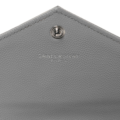 Saint Laurent Grain De Poudre Matelasse Chevron Small Monogram Chain Wallet Light Grey 21 of 36