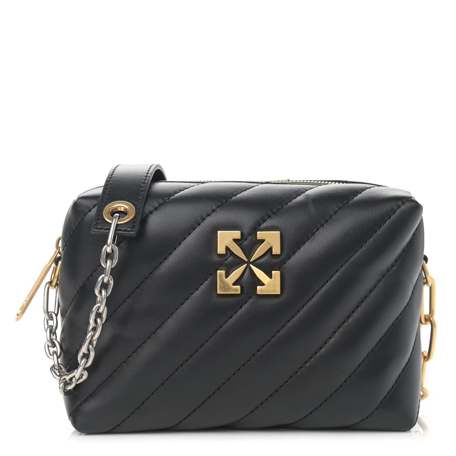 Off-White Calfskin Diagonal Quilted Jackhammer Camera Bag Black 1 of 10