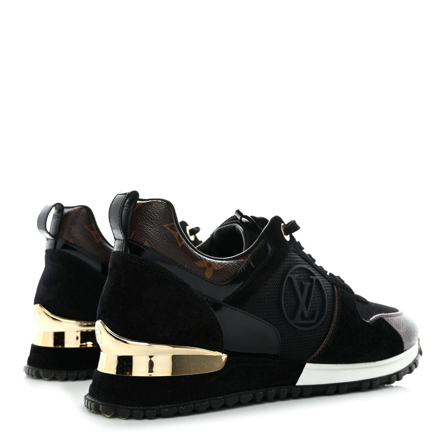 Louis Vuitton Suede Monogram Run Away Sneakers 38 Black 4 of 8