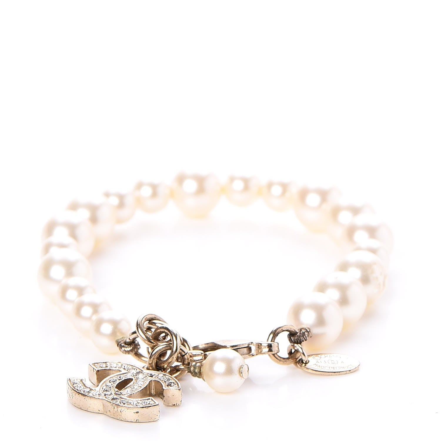 Chanel Crystal Pearl CC Bracelet Gold 1 of 6