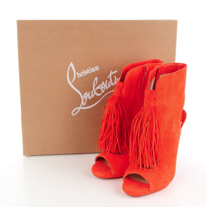 Christian Louboutin Suede Otoka Fringe 120 Booties 36 Capucine 5 of 8