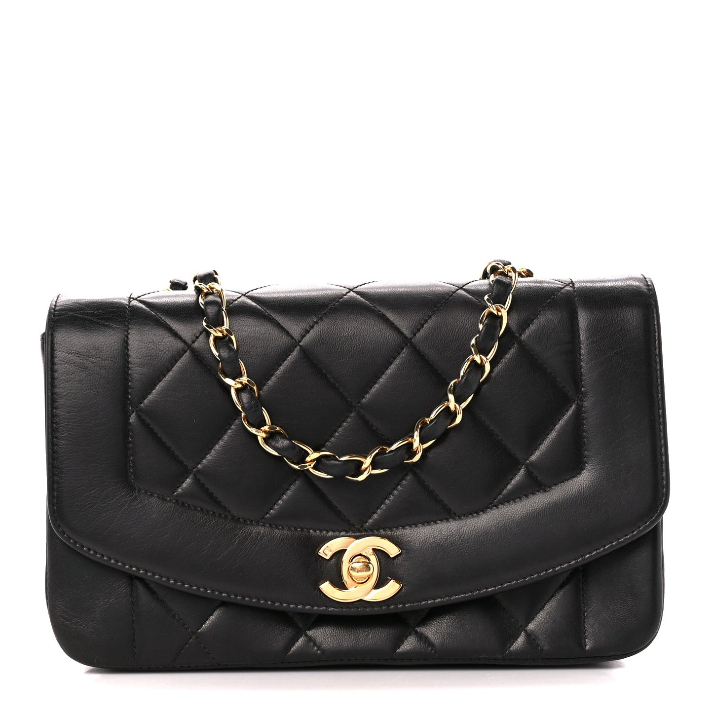Lambskin Quilted Small Single Flap Black