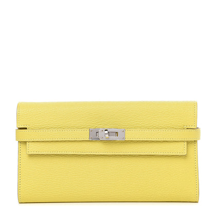 Hermes Chevre Mysore Kelly Longue Wallet Lime 1 of 10