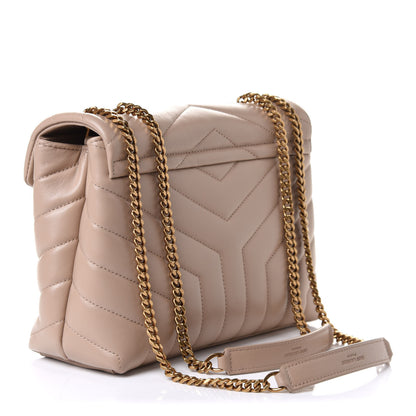 Saint Laurent Calfskin Y Quilted Monogram Small Loulou Chain Satchel Dark Beige 3 of 10