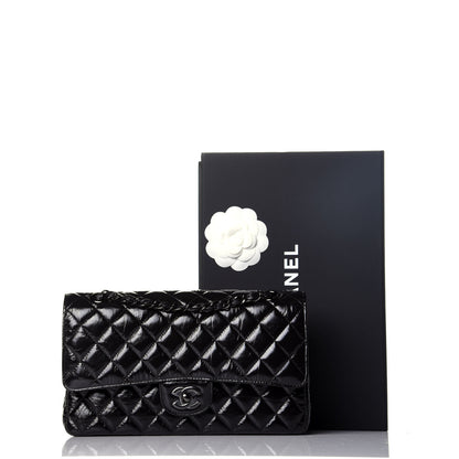 Chanel Shiny Crumpled Calfskin Quilted Medium Double Flap So Black 10 of 10