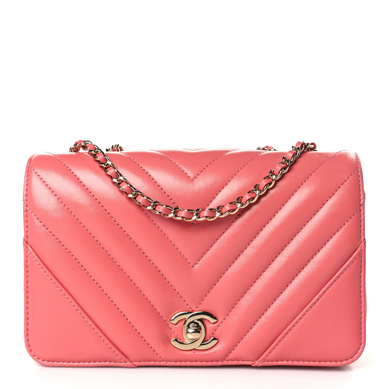 Chanel Calfskin Chevron Quilted Mini Statement Flap Pink 1 of 10