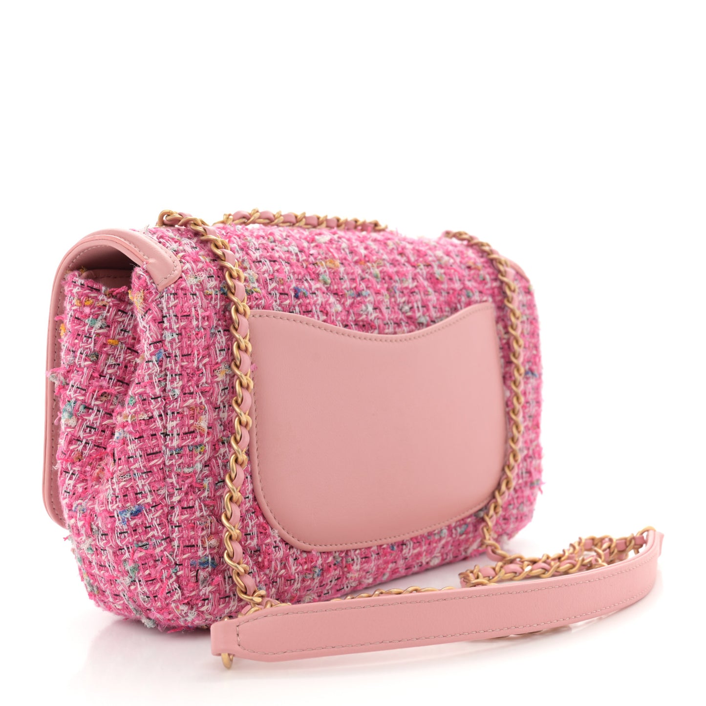 Tweed Lambskin Quilted Small CC Filigree Flap Pink