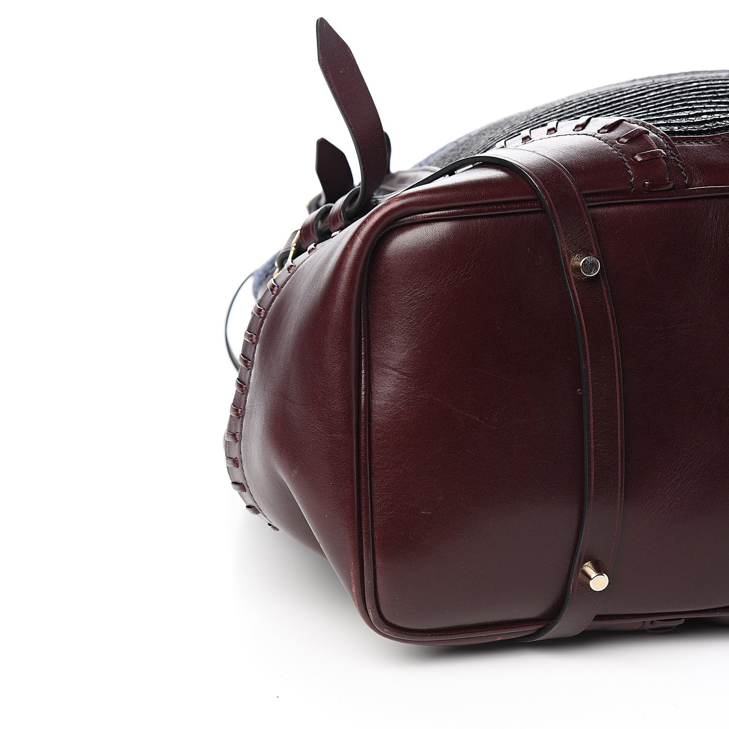 Raffia Whipstitch Bag Brown Black
