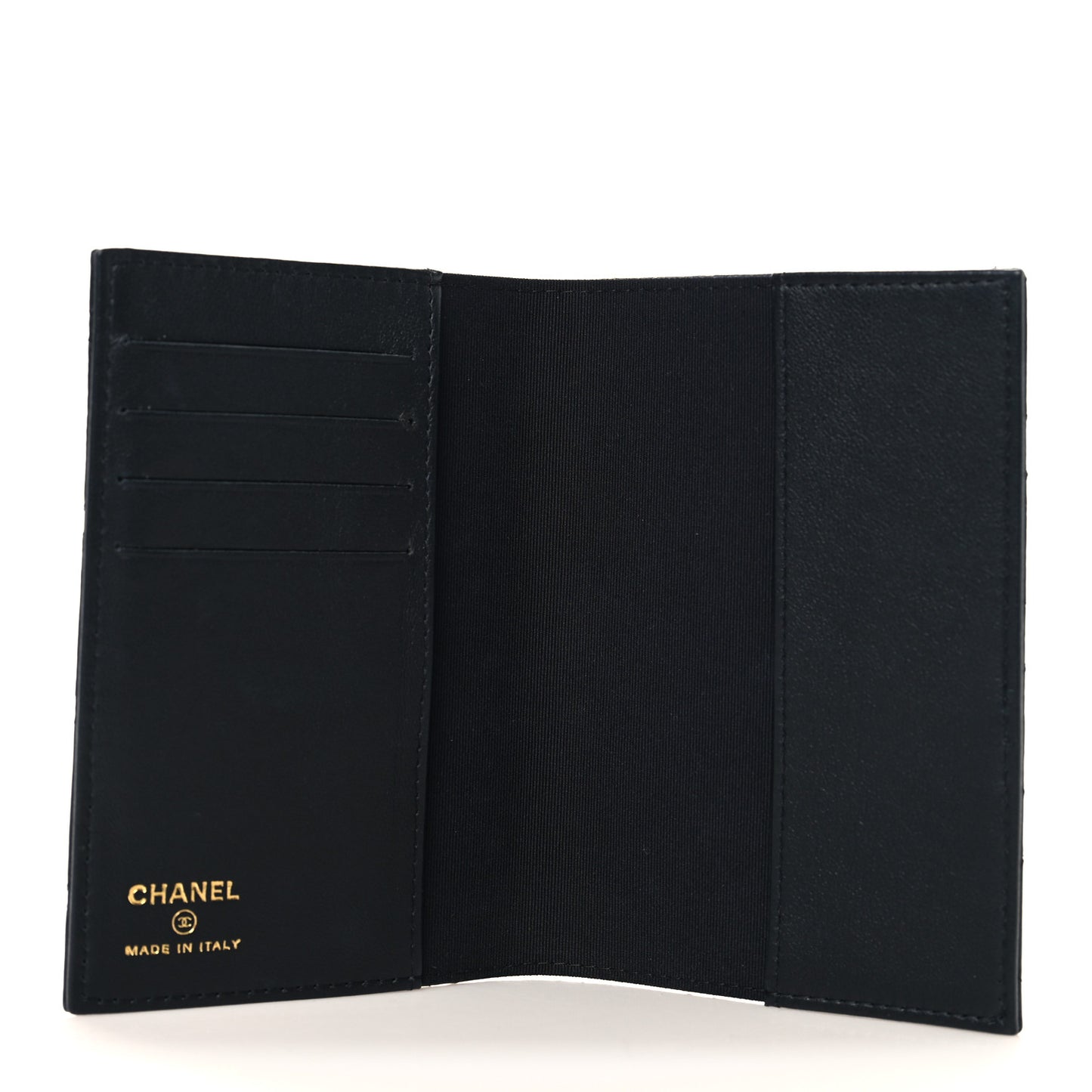 Lambskin Quilted Lucky Charms Passport Holder Black