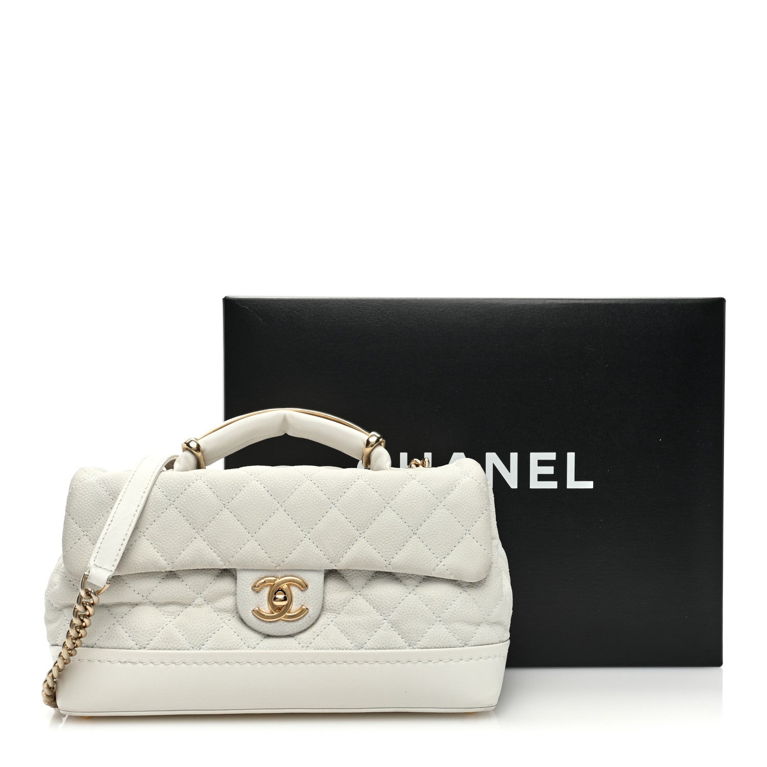 Chanel Iridescent Caviar Quilted Medium Globe Trotter Flap White 14 of 14