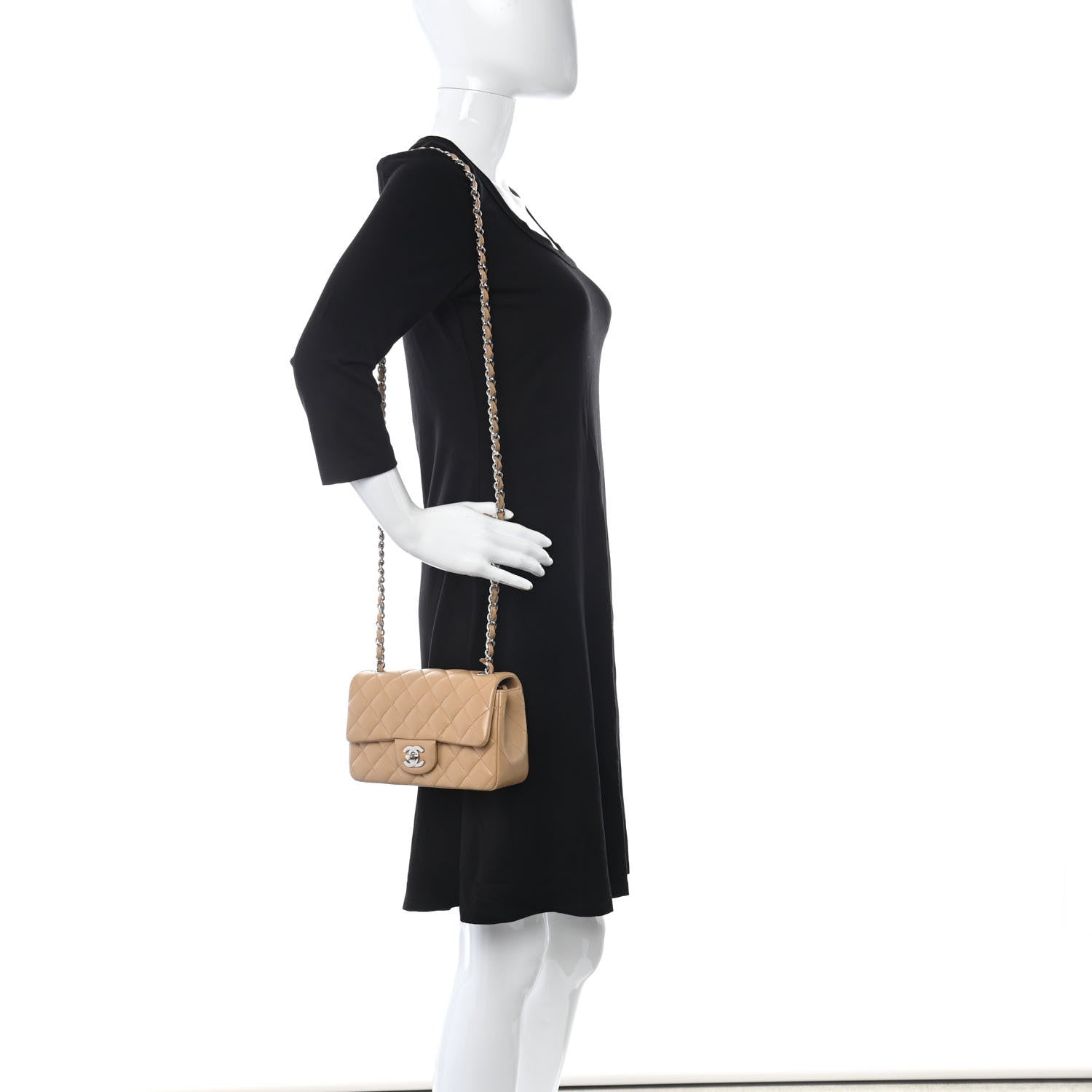 Chanel Lambskin Quilted Mini Rectangular Flap Dark Beige 2 of 11