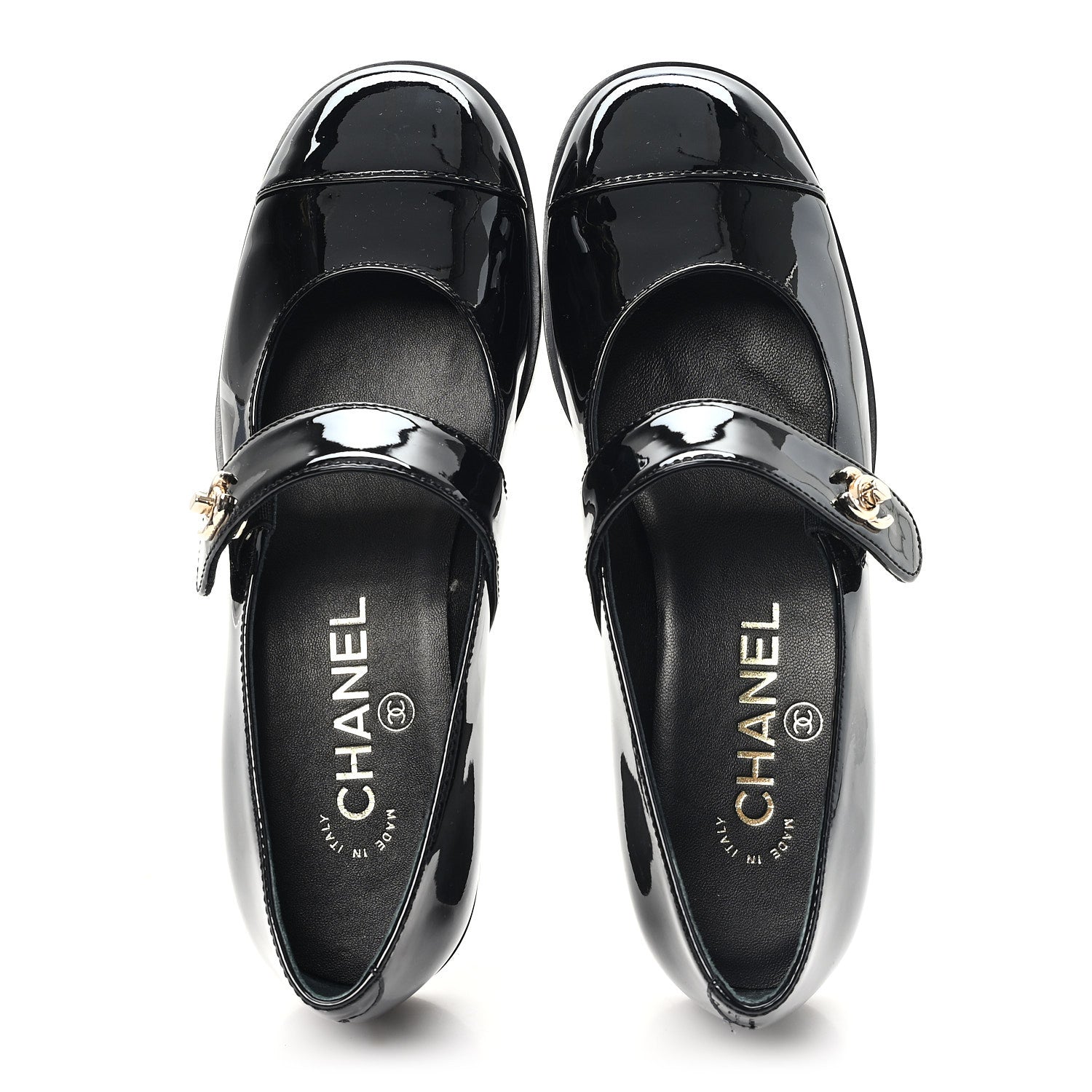 Chanel Patent Calfskin Mary Janes Flats 35.5 Black 2 of 10
