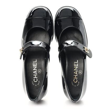 Chanel Patent Calfskin Mary Janes Flats 35.5 Black 2 of 10