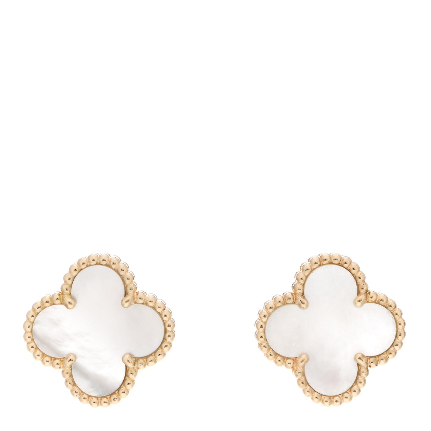 18K Yellow Gold Mother of Pearl Vintage Alhambra Earrings