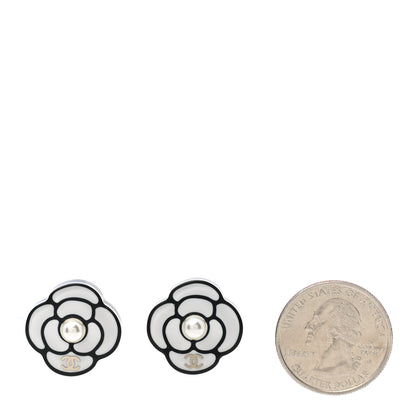 Chanel Resin Camellia CC Earrings Black 2 of 5