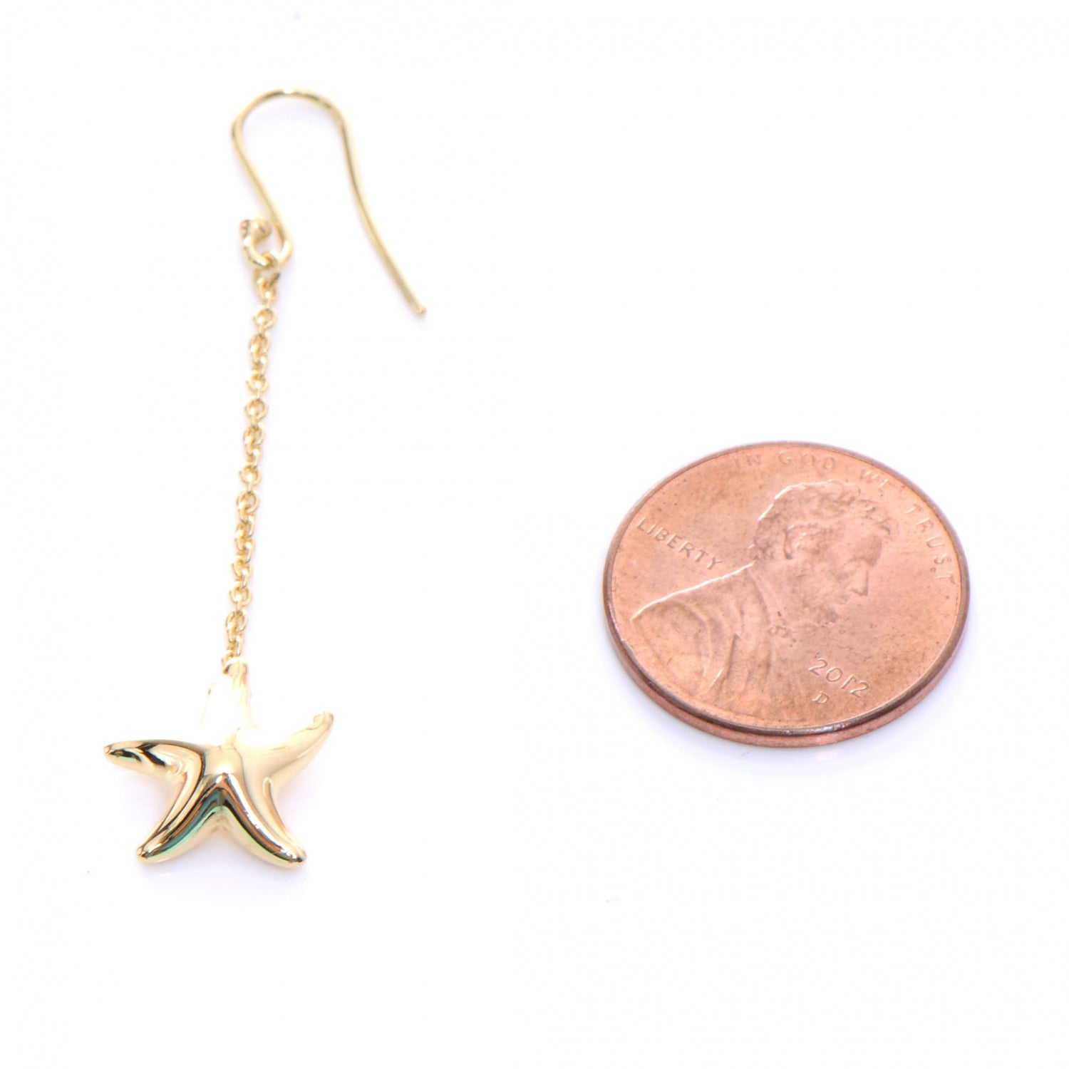 Tiffany 18K Yellow Gold Elsa Peretti Starfish Drop Earrings 2 of 4
