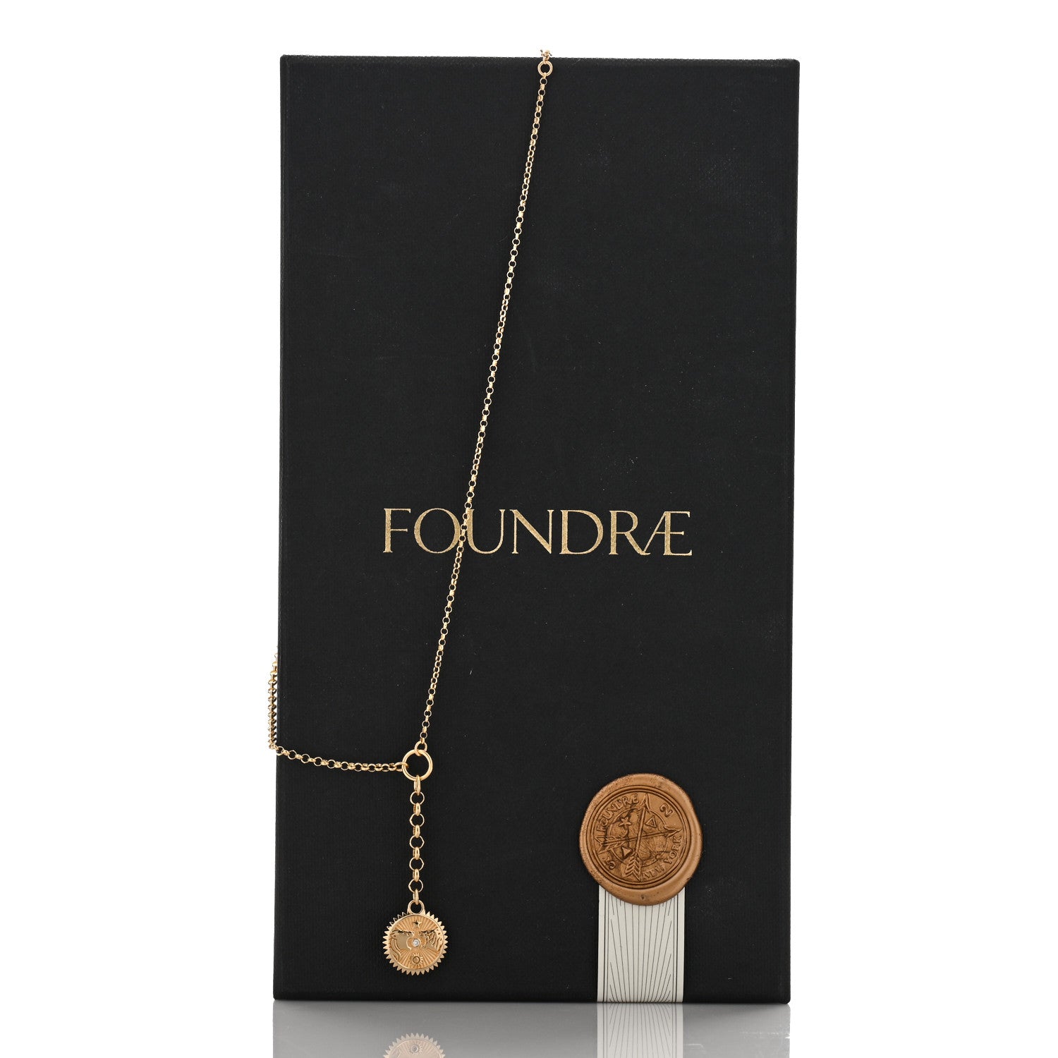 Foundrae 18K Yellow Gold Diamond Solar Lunar Strength Small Mixed Belcher Extension Chain Necklace 5 of 5