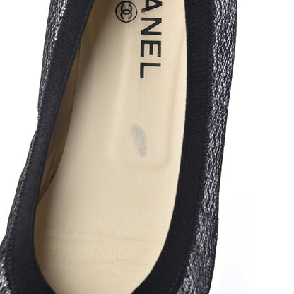 Chanel Metallic Lace Cap Toe Ballerina Flats 40 Silver 10 of 11
