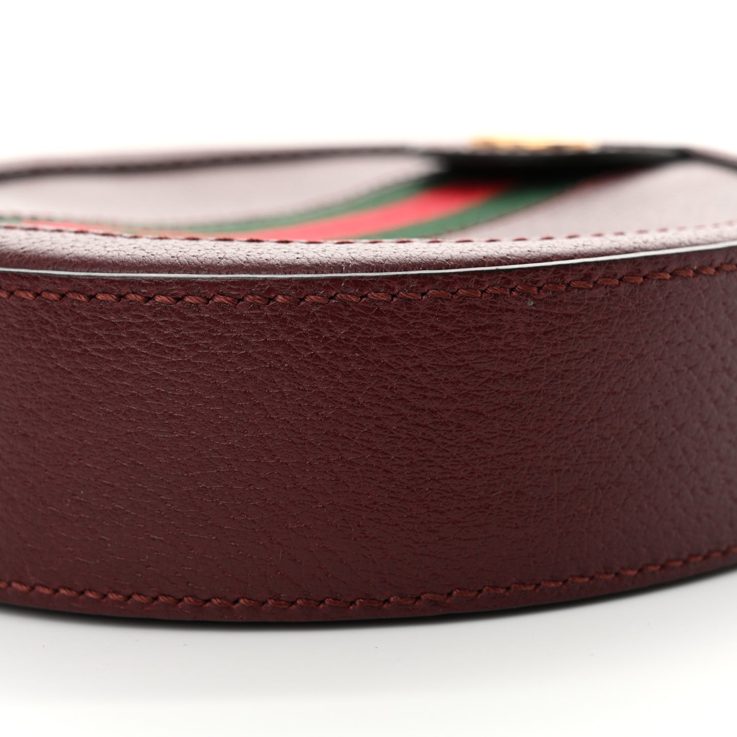 Soft Textured Calfskin Web Mini Ophidia Round Shoulder Bag Vintage Bordeaux