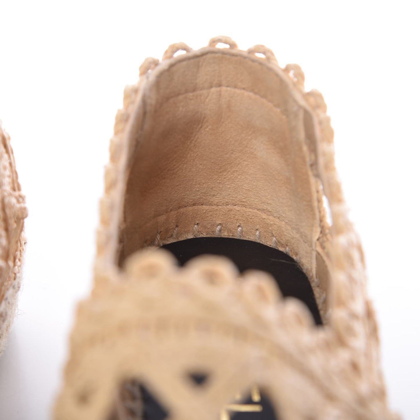 Raffia Fabric CC Espadrilles 37 Beige Black