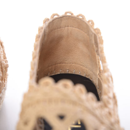 Chanel Raffia Fabric CC Espadrilles 37 Beige Black 6 of 12