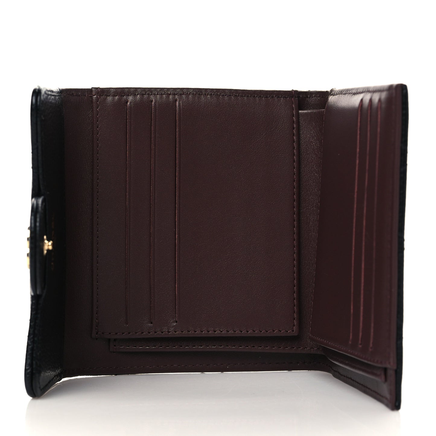 Caviar Quilted Compact Flap Wallet Black