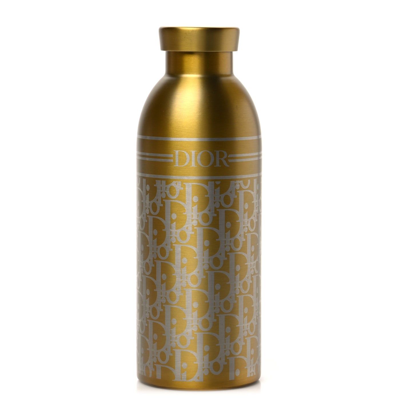 Oblique Stainless Steel Grained Calfskin Aqua Bottle With Shoulder Strap Yellow