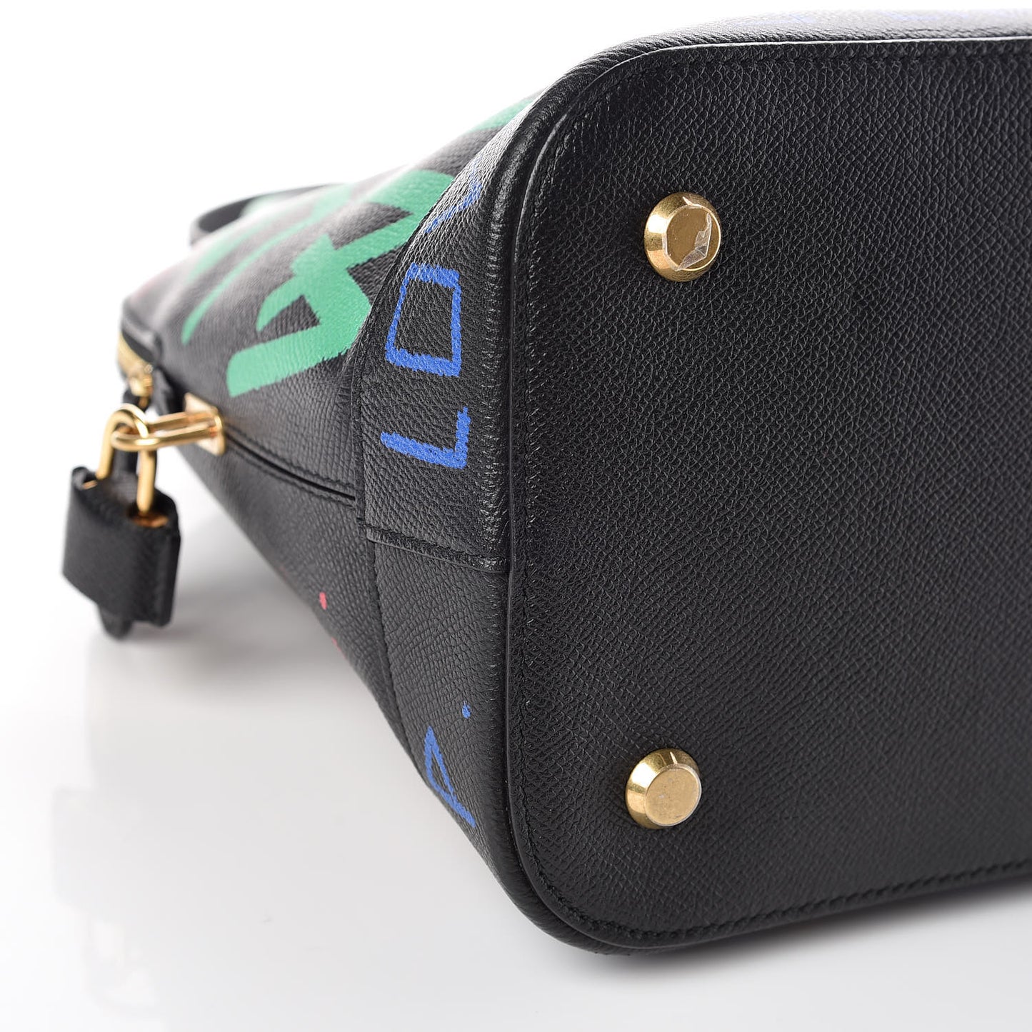 Signature Grained Calfskin Graffiti M Ville Top Handle Bag Black Multicolor