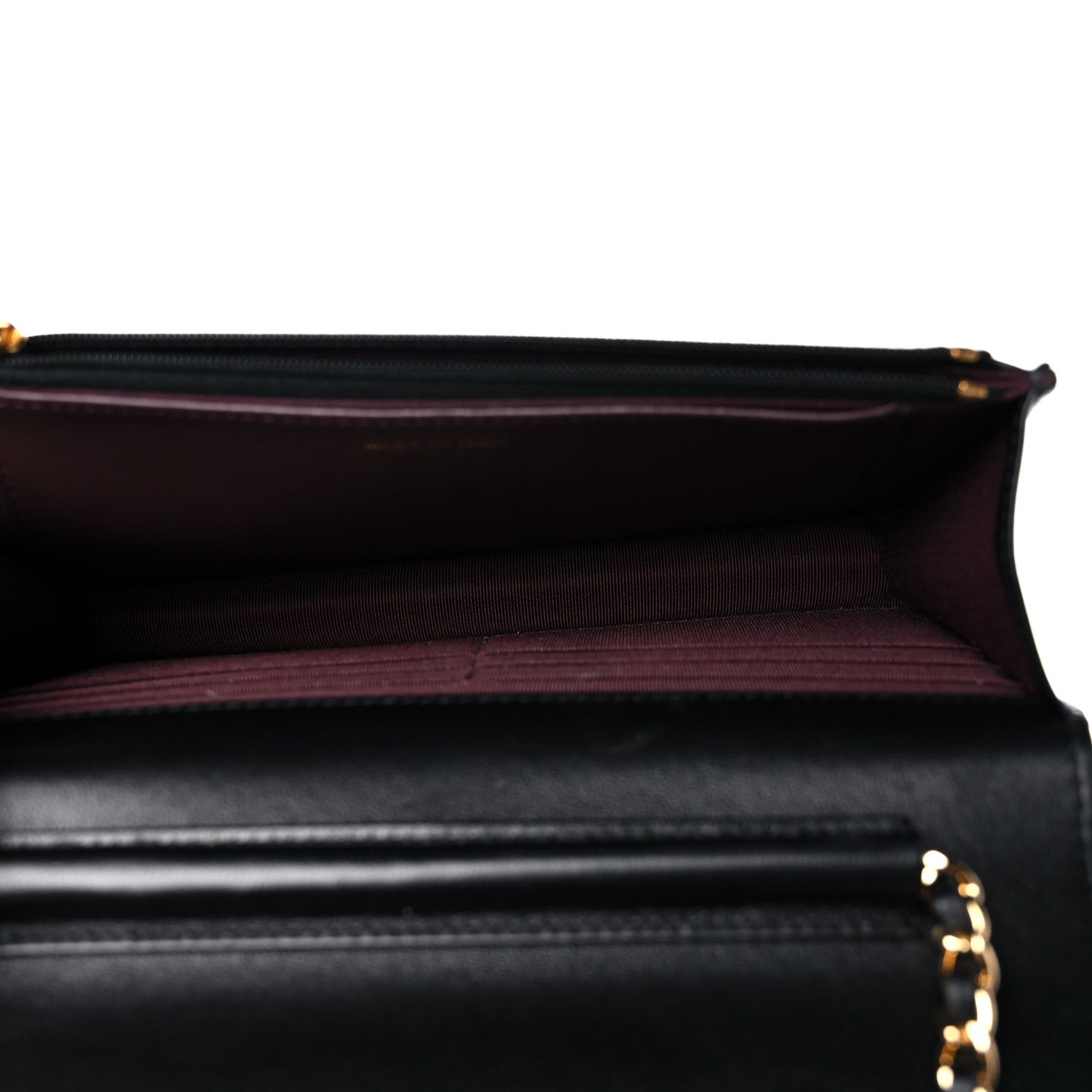 Lambskin Quilted Wallet On Chain WOC Black