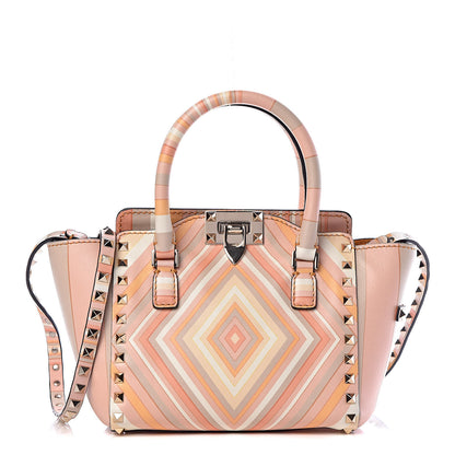 Valentino Garavani Vitello Native Couture 1975 Mini Rockstud Double Handle Tote Mandarin Sorbet 1 of 9