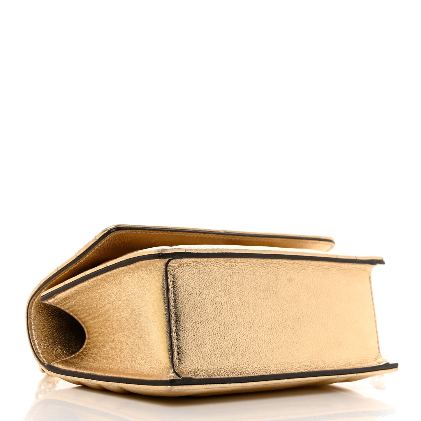 Metallic Nappa Quilted Bohemia Shoulder Bag Gold