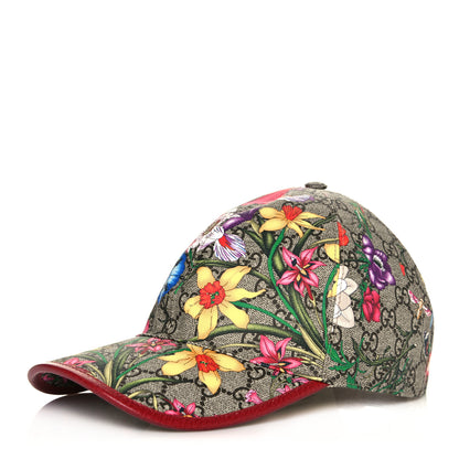 Gucci GG Supreme Flora Claudia Baseball Hat 57 M Red 1 of 9