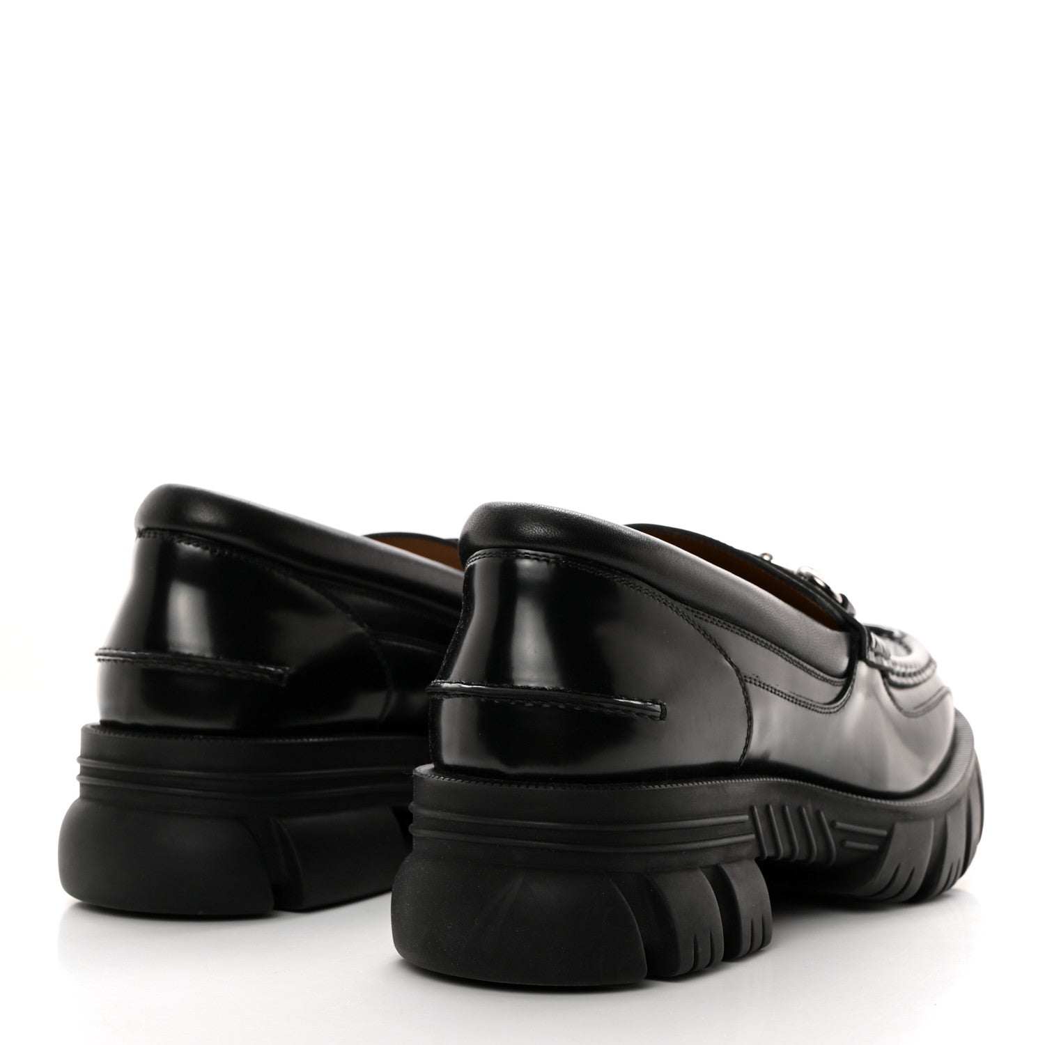 Gucci Magnum Calfskin Horsebit Mens Platform Lug Sole Loafers 11 Black 4 of 9