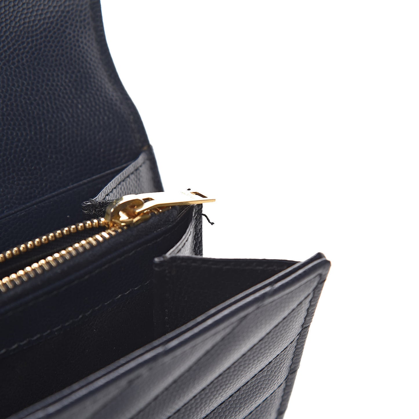 Grain De Poudre Matelasse Chevron Monogram Flap Wallet Deep Marine