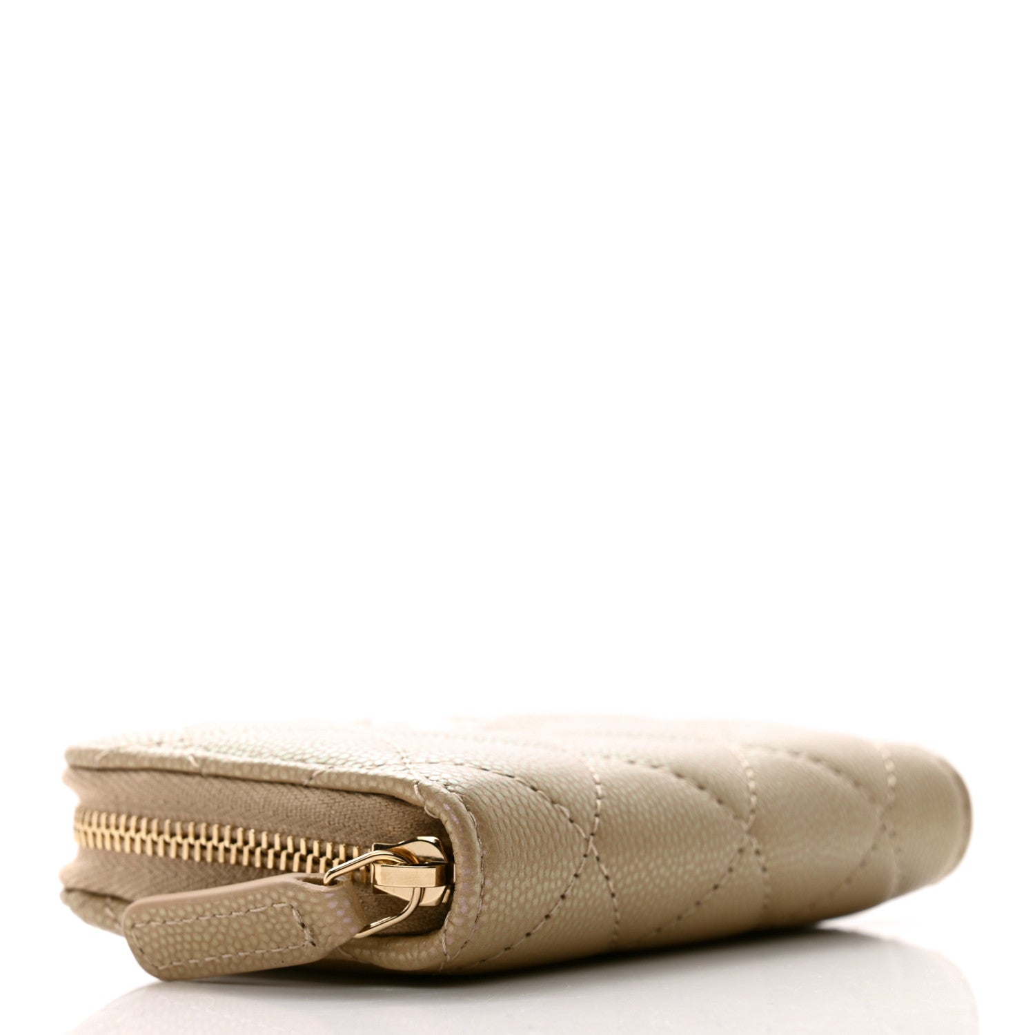 Chanel Iridescent Caviar Quilted Zip Around Coin Purse Beige 4 of 8