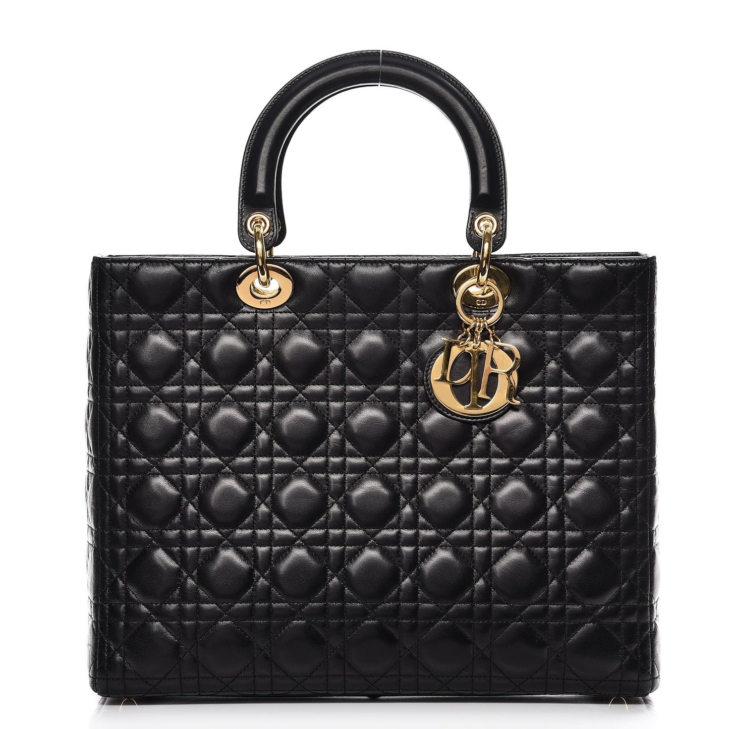 Lambskin Cannage Large Lady Dior Black
