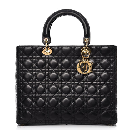 Christian Dior Lambskin Cannage Large Lady Dior Black 1 of 12